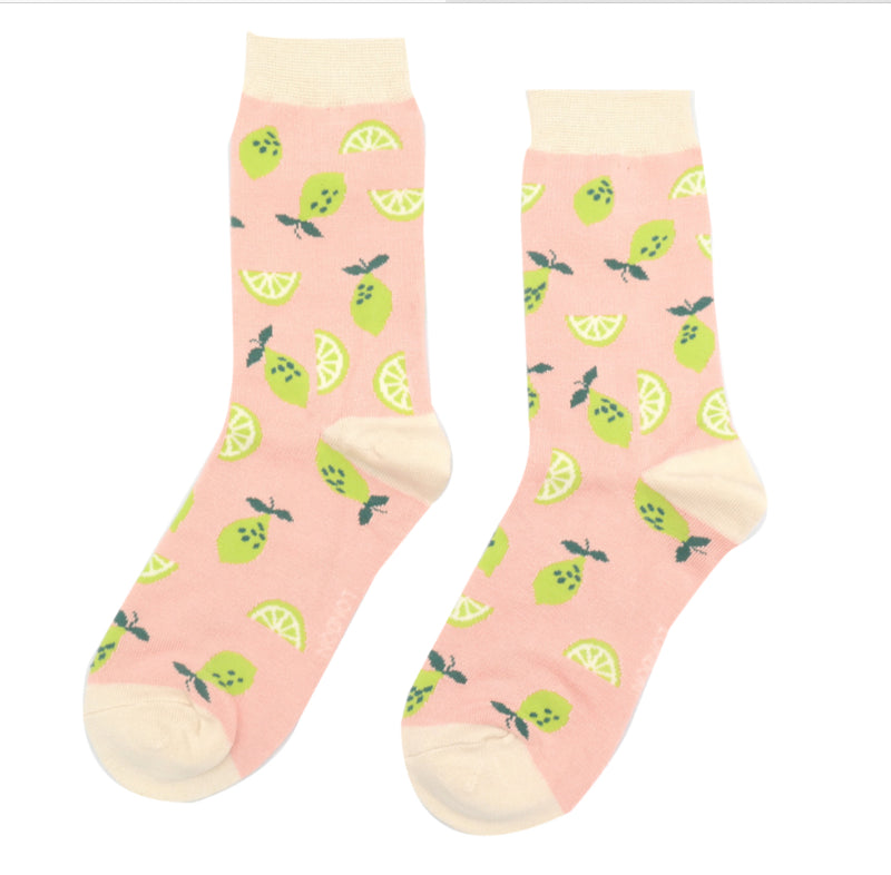 Lemons Coral Pink Bamboo Socks