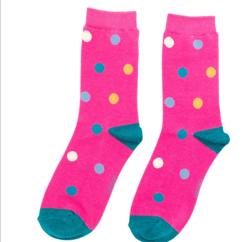 Spots Hot Pink Bamboo Socks