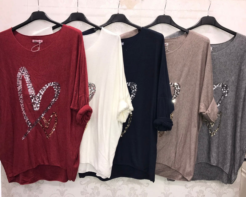 Double Heart Jumper - More Colours Available