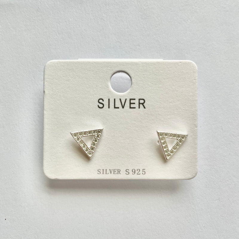 Sterling Silver Diamond Triangle Earrings