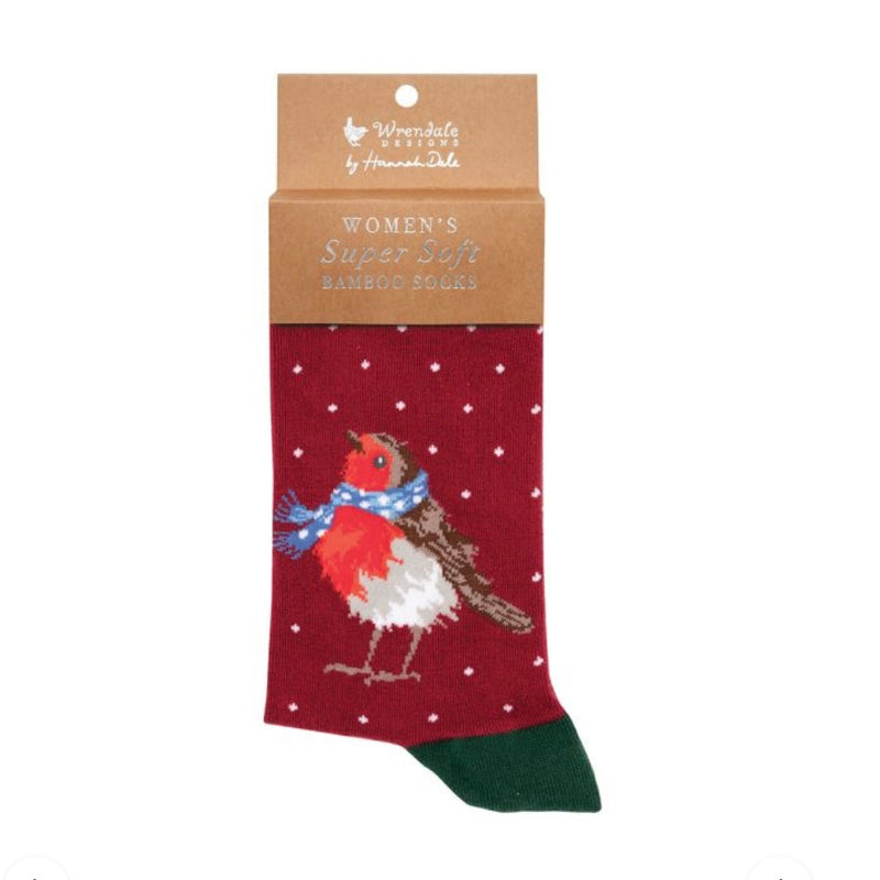 ‘Season’s Tweetings’  Women’s Christmas Robin Bamboo Socks