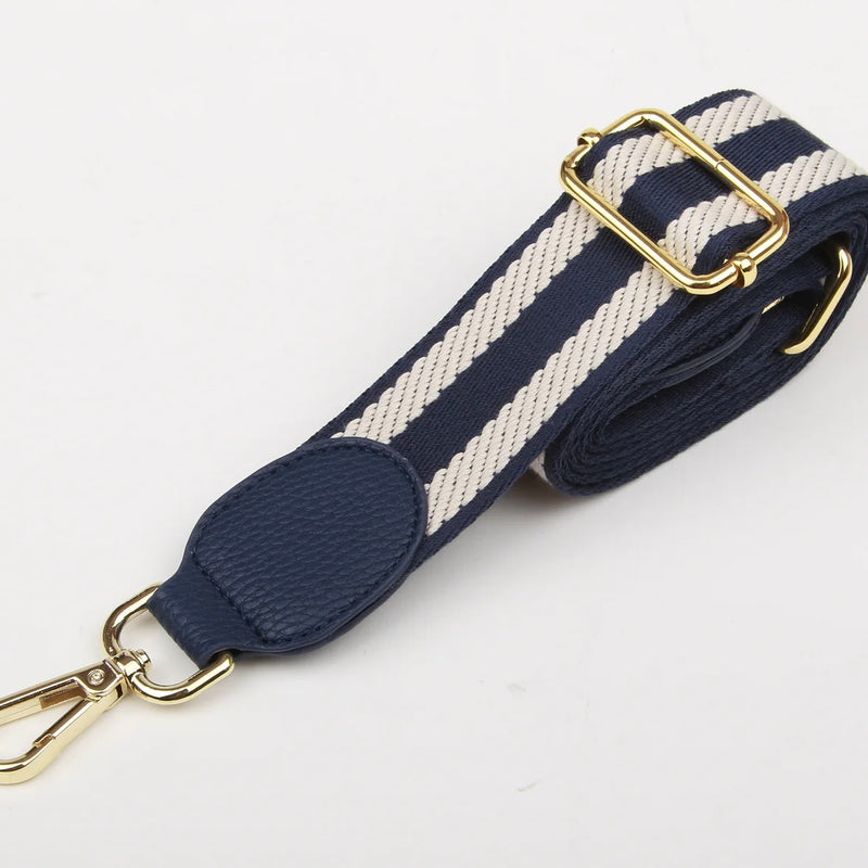 Navy & Cream Stripe Woven Bag Strap By Alice Wheeler