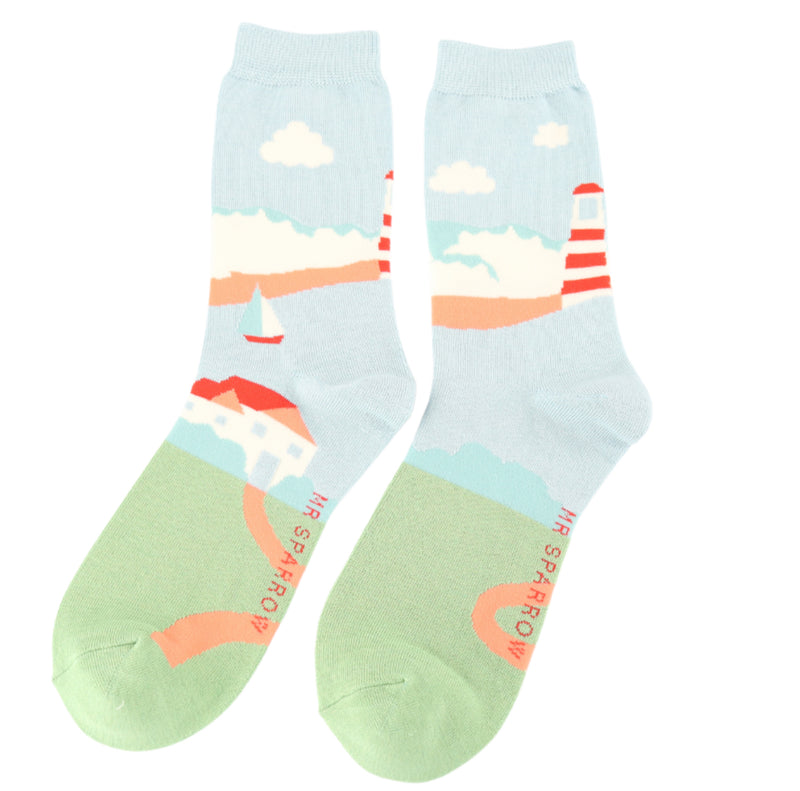 Seascape Green Bamboo Socks