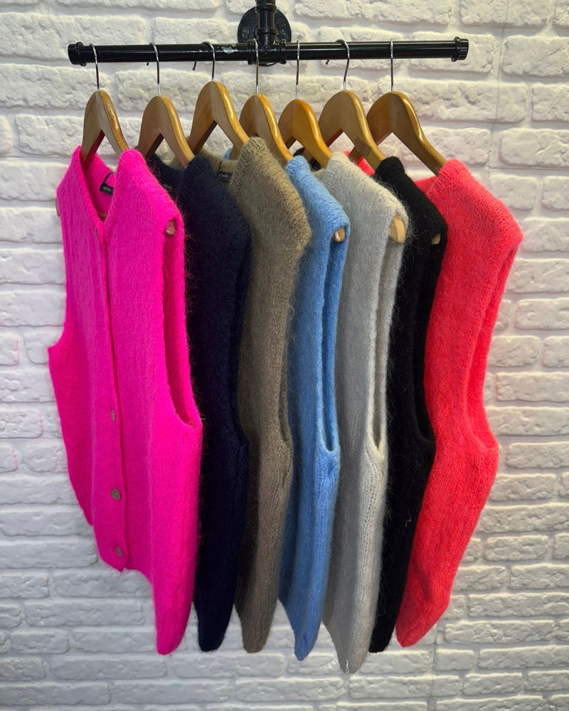 Corinne Button Vest Cardigan - More Colours Available
