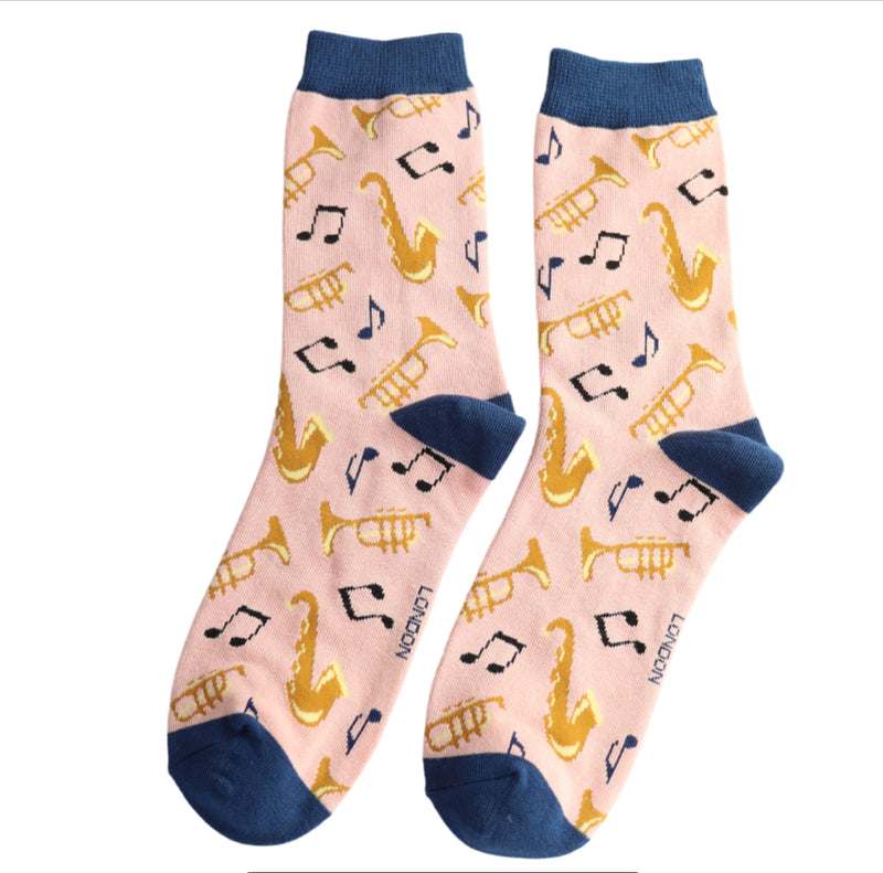 Brass Band Dusky Pink Bamboo Socks