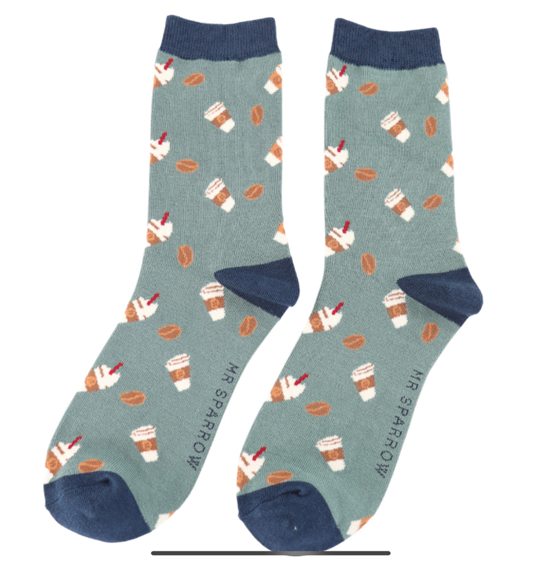 Takeaway Coffee Green Bamboo Socks
