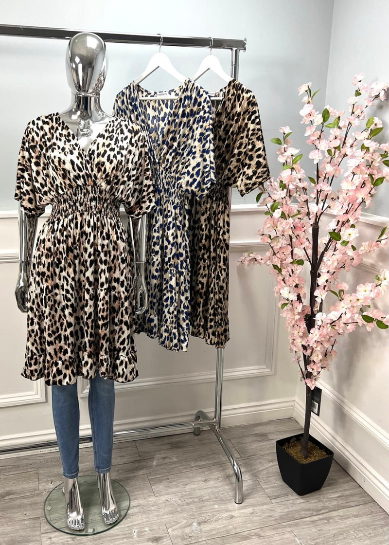 Caroline Elastic Leopard Dress - More Colours Available