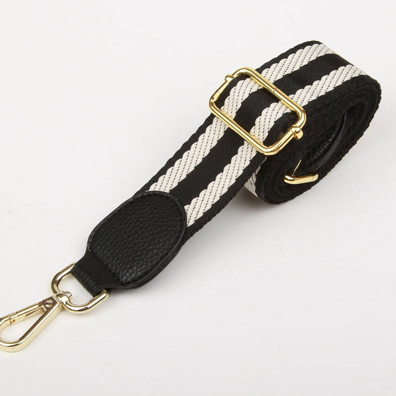 Black & Cream Stripe Woven Bag Strap By Alice Wheeler