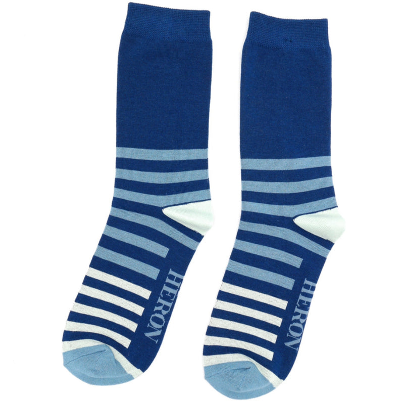 Tonal Stripes Blue Bamboo Socks