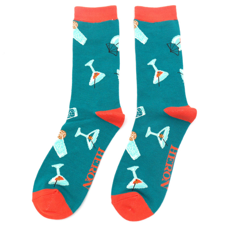 Cocktail Teal Bamboo Socks