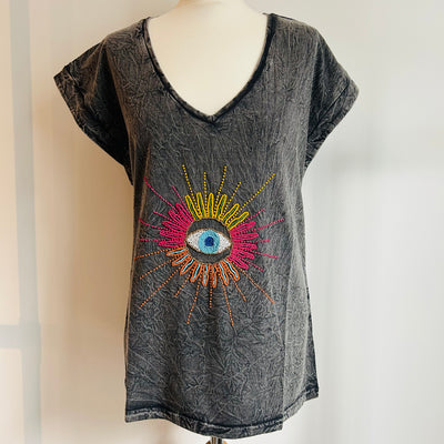 Turkish Eye Bead Cotton T Shirt - More Colours Available