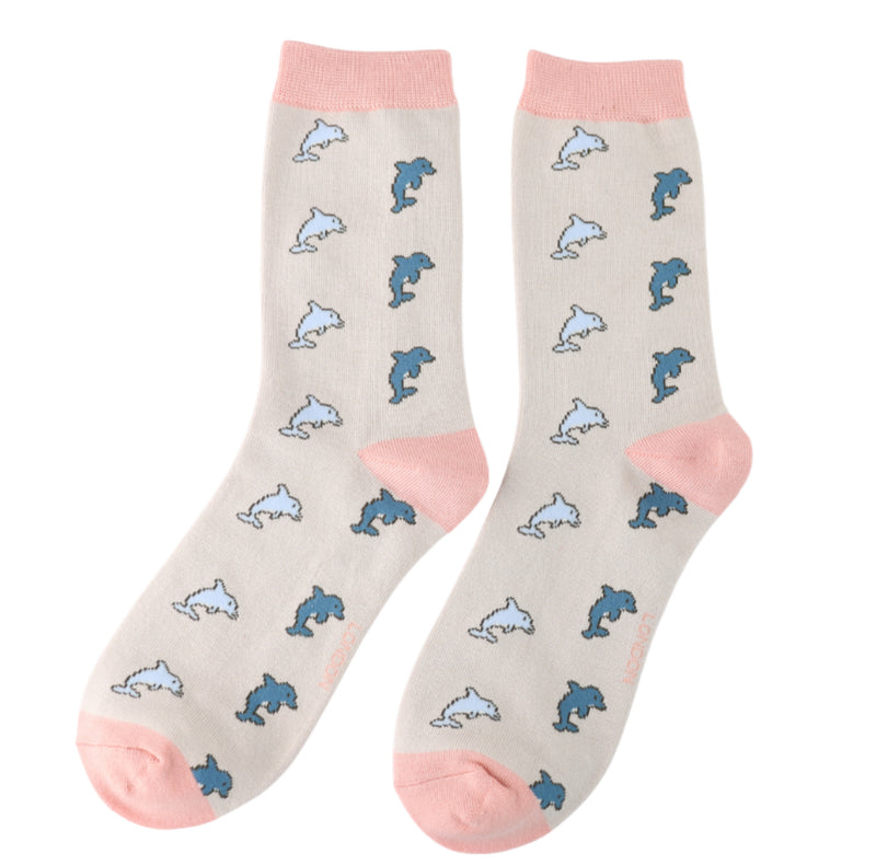 Dolphins Silver Bamboo Socks