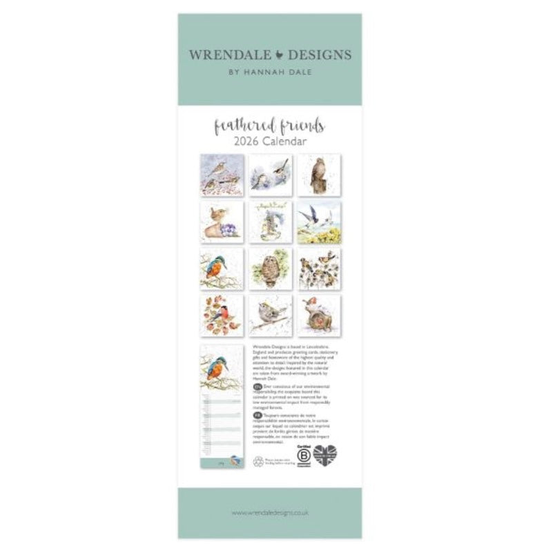 ‘Feathered Friends’ Slim 2026 Calendar