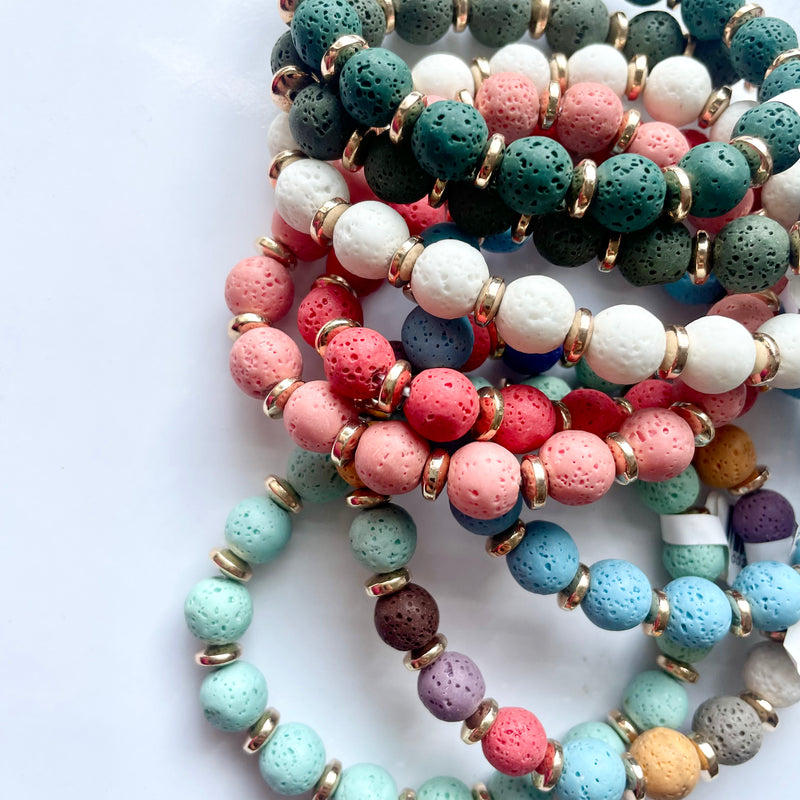 Lava Stone Elastic Bracelets
