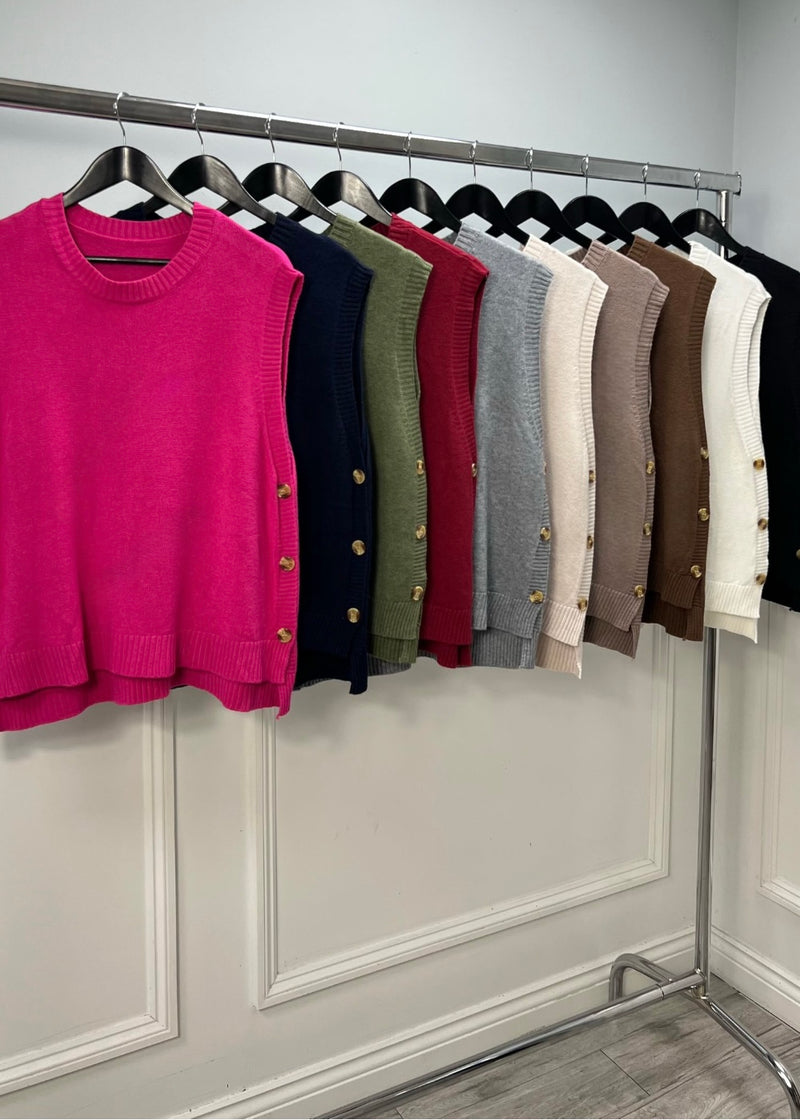 Catherine Button Sleeveless Jumper - More Colours Available