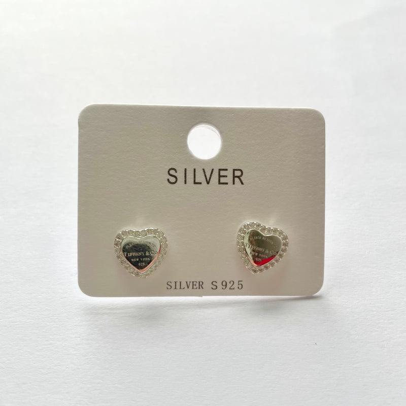 Sterling Silver Tiffany Heart Earrings