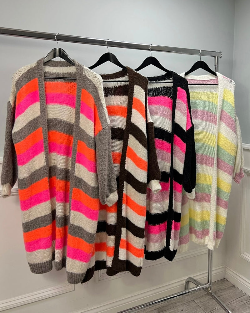 Christina Long Striped Cardigan - More Colours Available