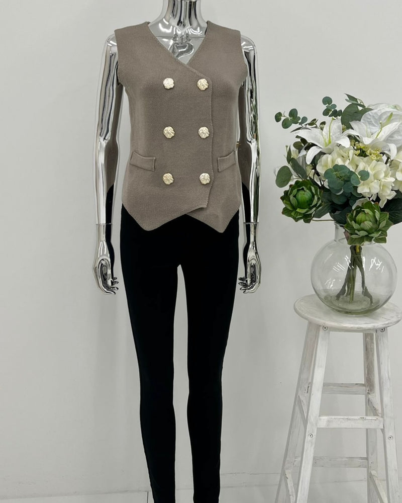 Nyla Gold Button Waistcoat - More Colours Available