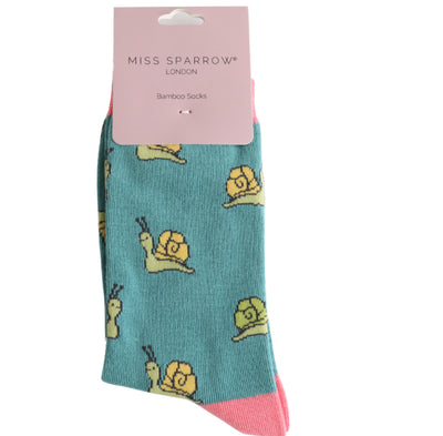 Snails Teal Bamboo Socks