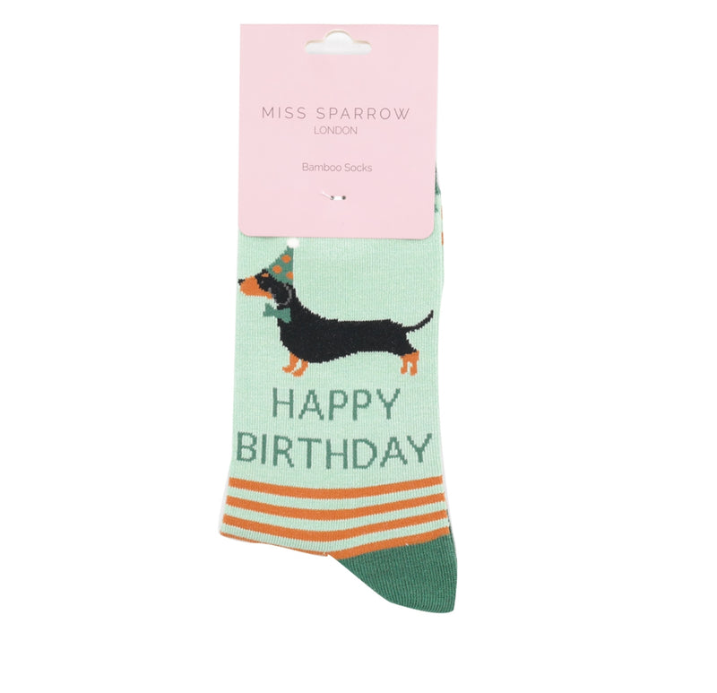 Birthday Sausage Dog Bamboo Socks