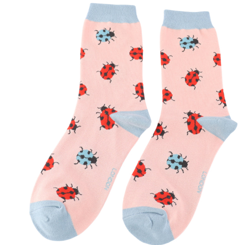 Ladybug Pale Pink Bamboo Socks