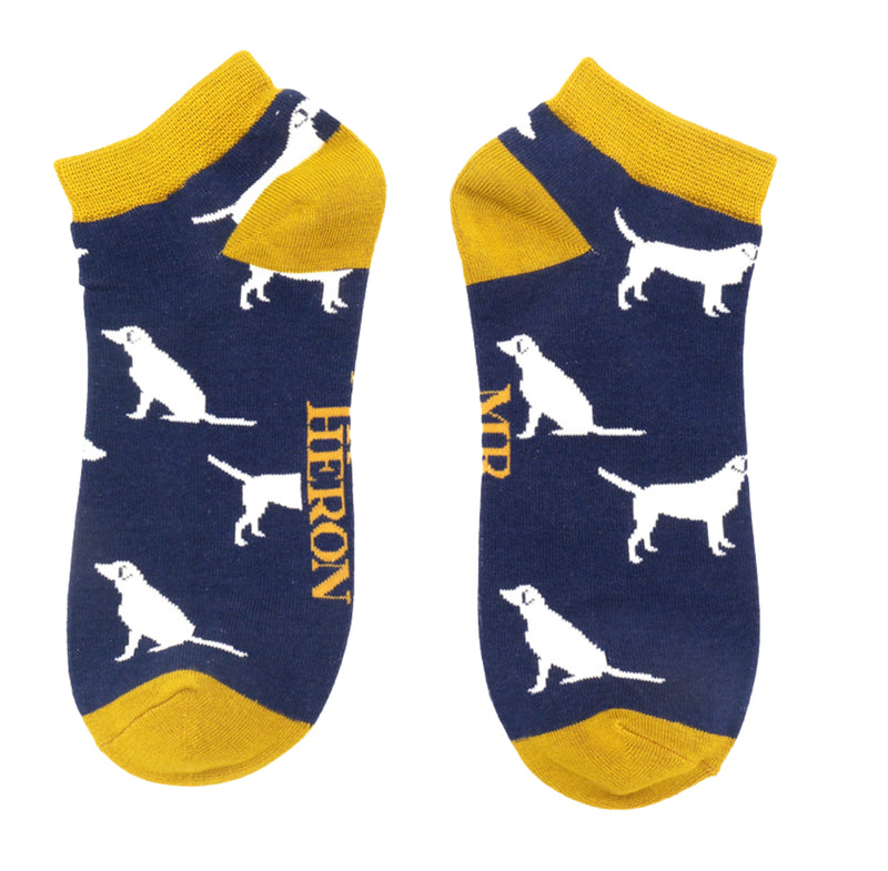 Labradors Navy Bamboo Trainer Socks