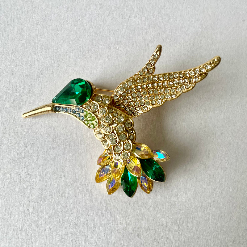 Gold Hummingbird Brooch