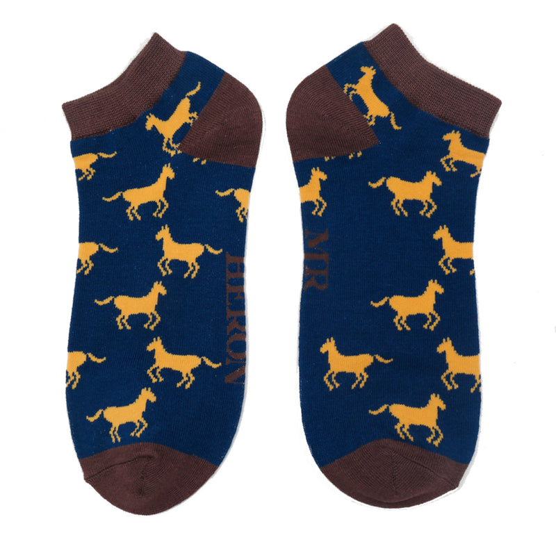Horses Navy Bamboo Trainer Socks