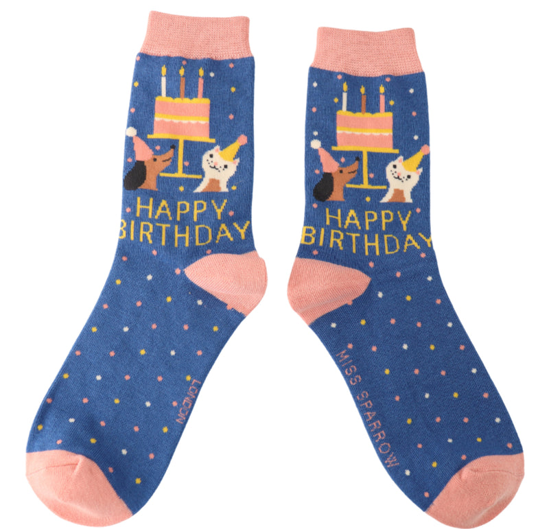 Birthday Pets Denim Bamboo Socks