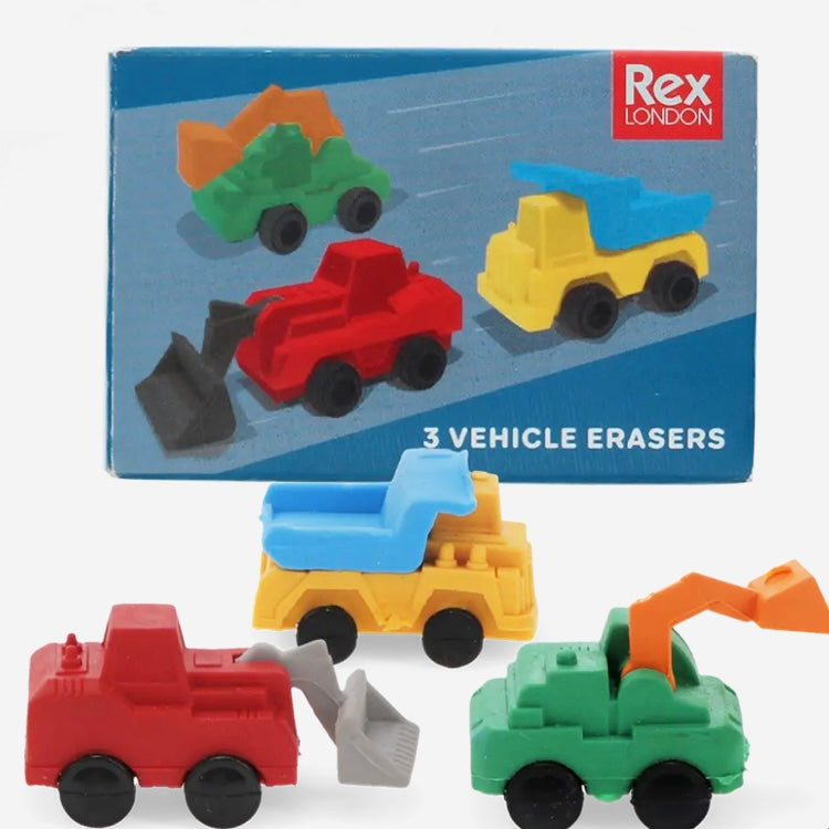 Construction Vehicle Erasers (set of three)