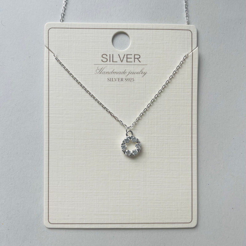 Sterling Silver Diamond Circle Short Necklace