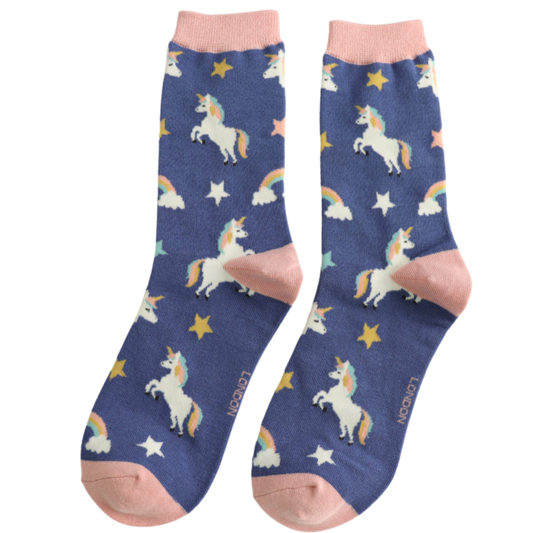 Unicorns Denim Bamboo Socks