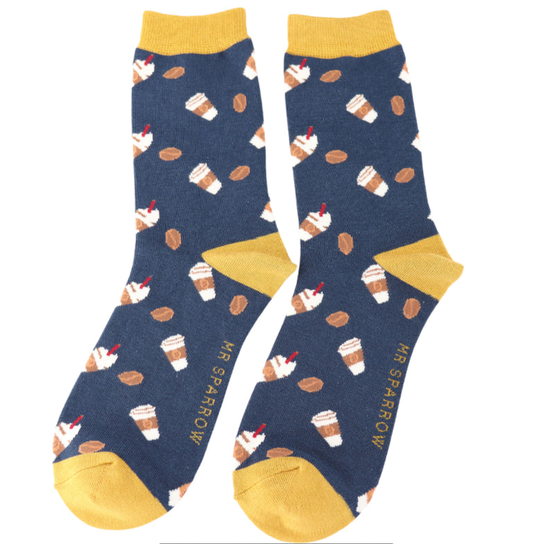 Takeaway Coffee Navy Bamboo Socks