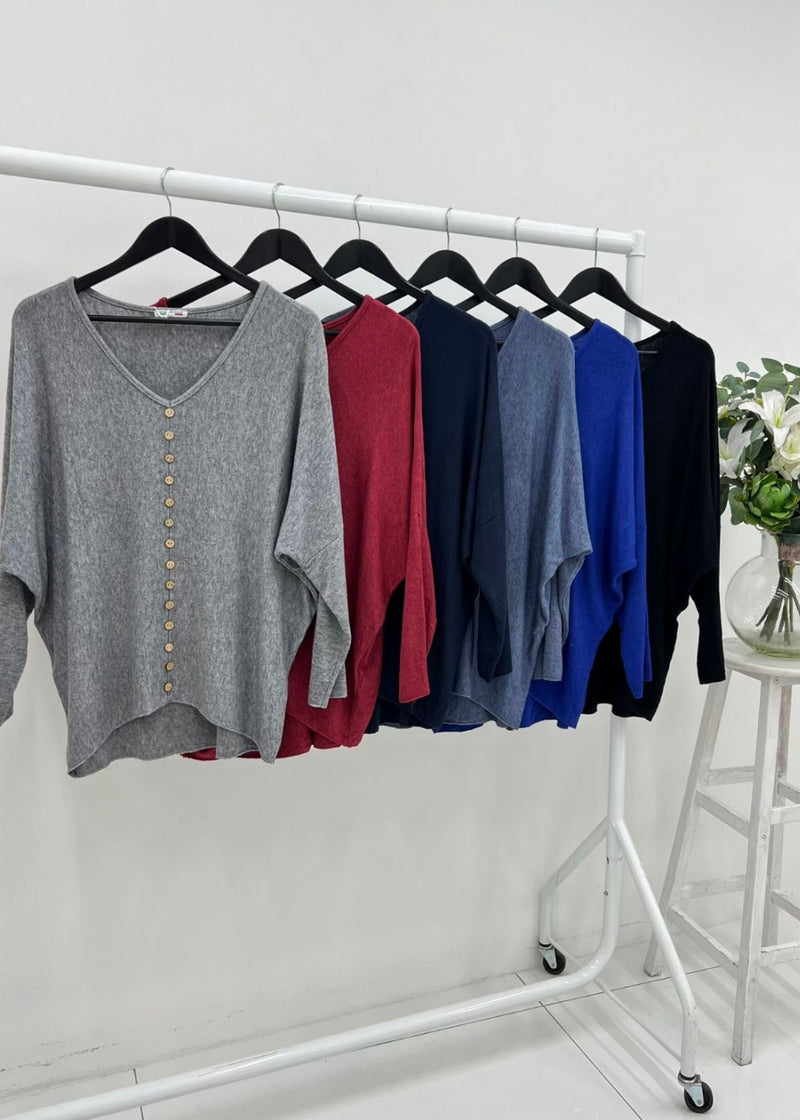 Karen Button Jumper - More Colours Available