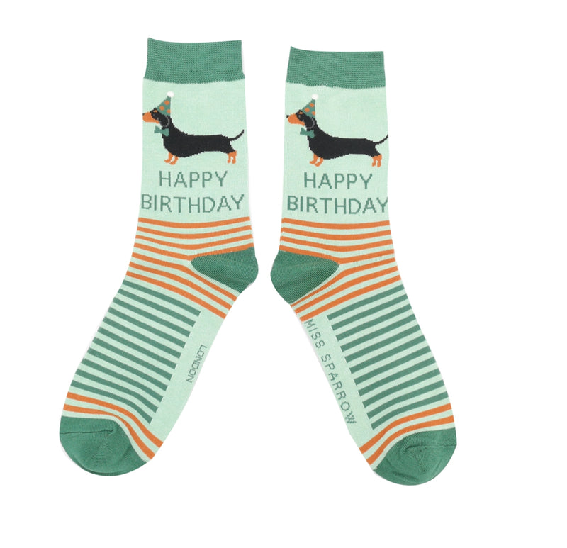 Birthday Sausage Dog Bamboo Socks