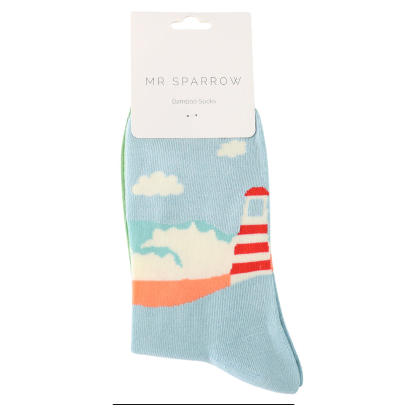 Seascape Green Bamboo Socks