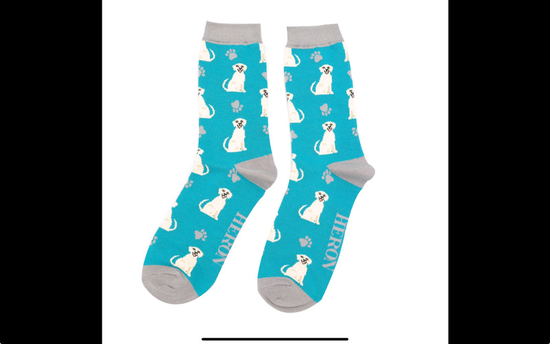 Happy Labradors Teal Bamboo Socks