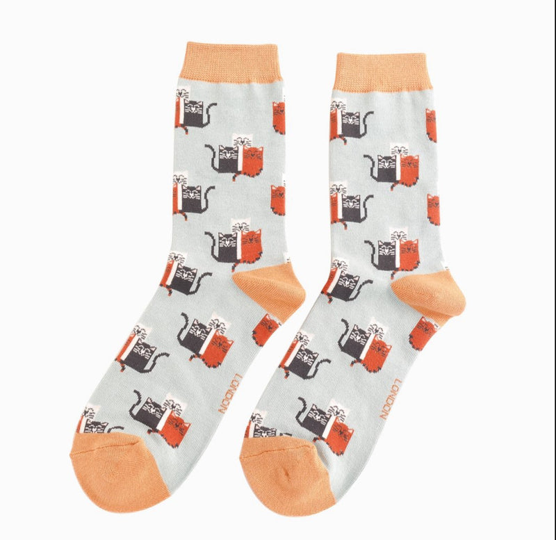 Cat Club Duck Egg Bamboo Socks