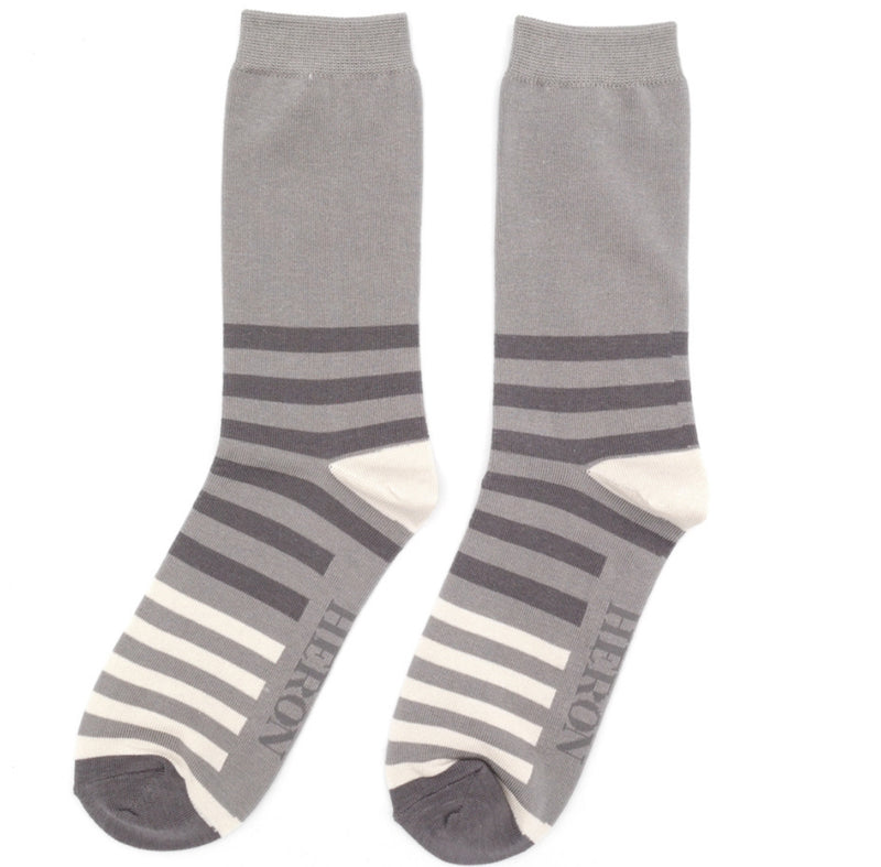 Tonal Stripes Grey Bamboo Socks