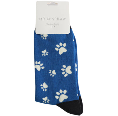 Paw Print Royal Bamboo Socks