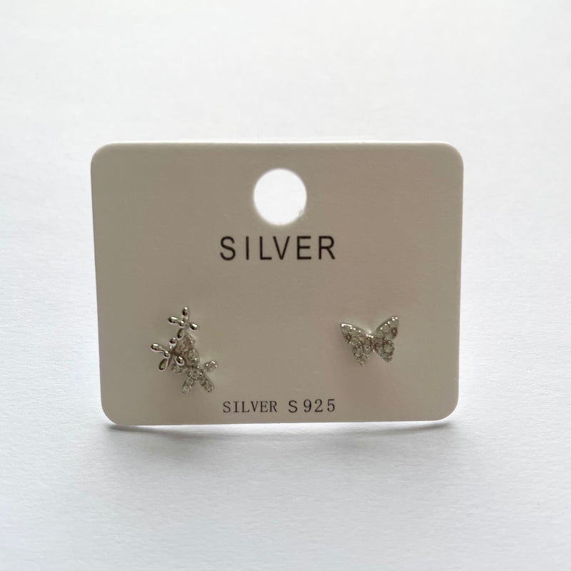 Sterling Silver Flower & Butterfly Earrings