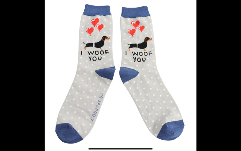 I Woof You Silver Bamboo Socks