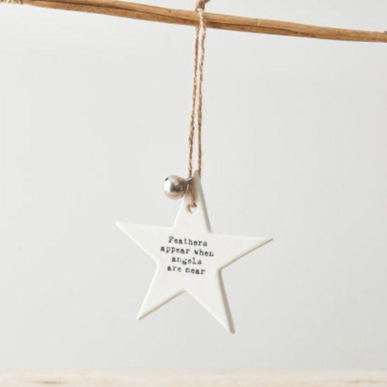 ‘Feathers Appear When Loved Ones Are Near’ Ceramic Star