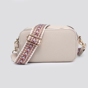 Small Double Zip Tassel Camera Bag Nude