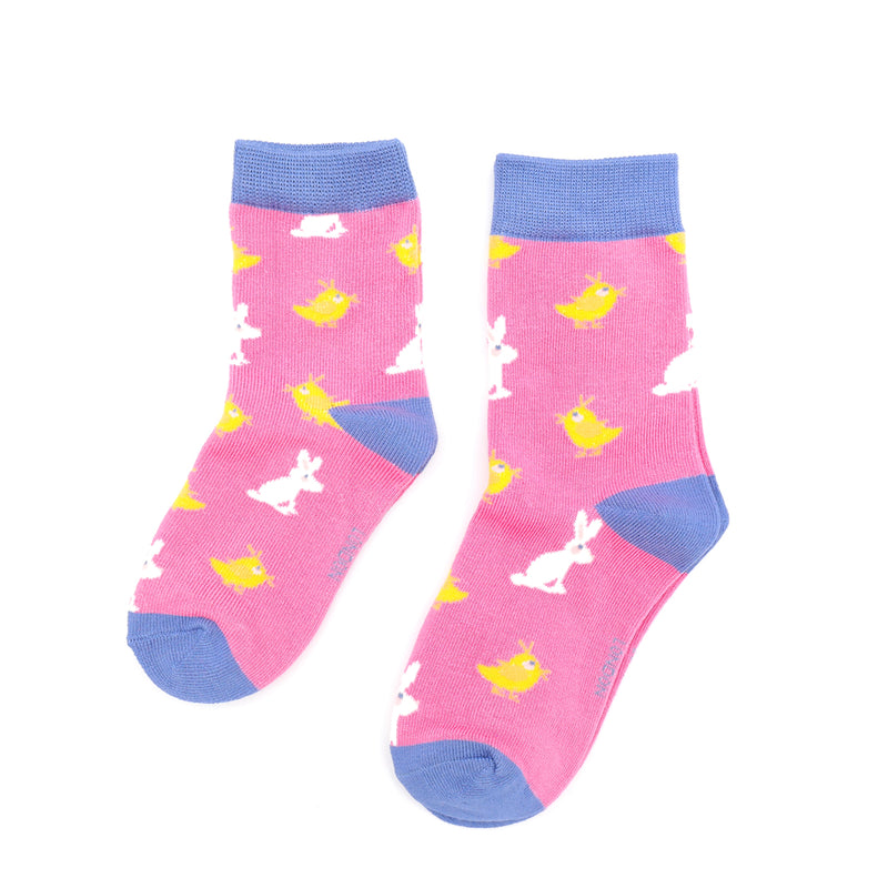 Chick & Bunny Hot Pink Bamboo Socks