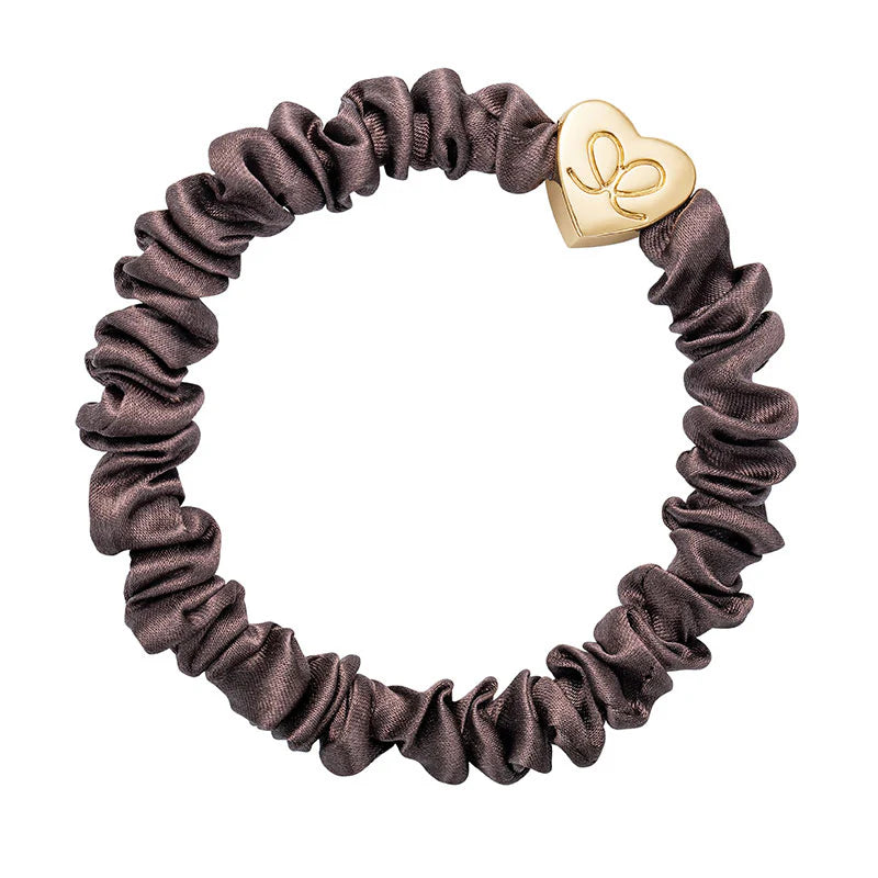 Mocha Skinny Silk Scrunchie Hairband