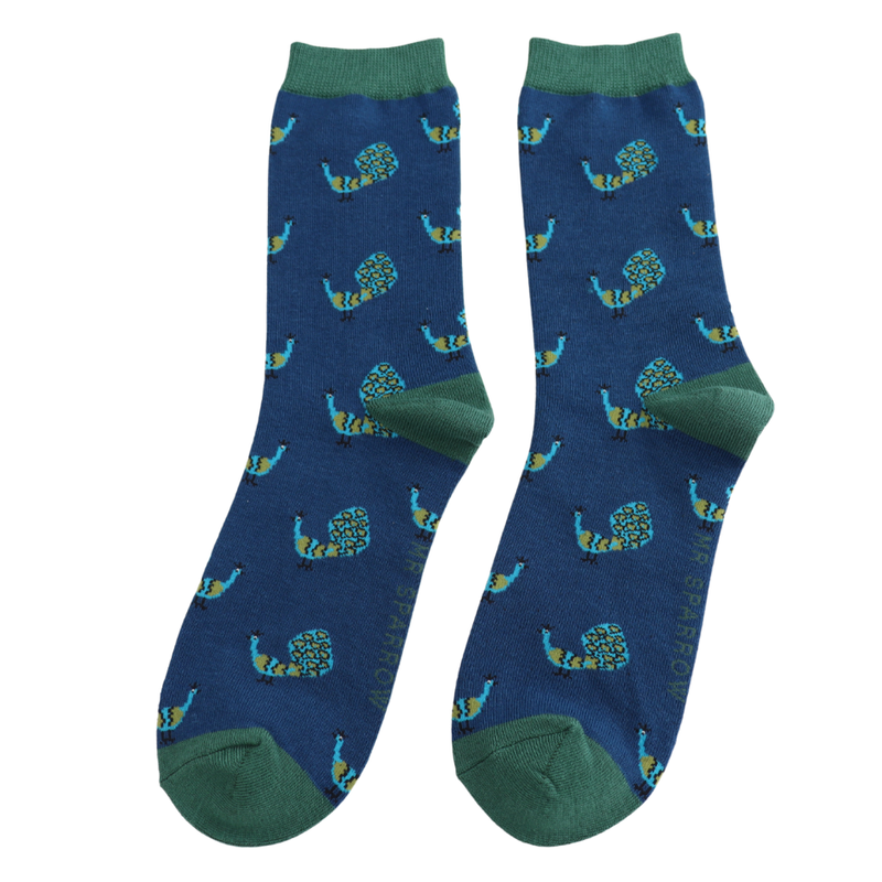 Peacock Navy Bamboo Socks
