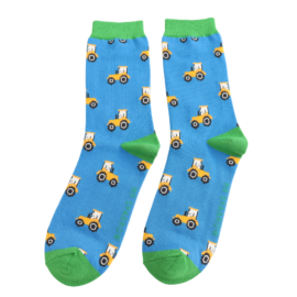 Tractor Blue Bamboo Socks