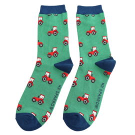Tractor Green Blue Bamboo Socks