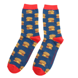Burgers Navy Bamboo Socks